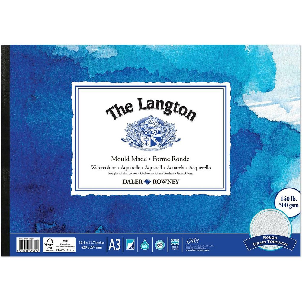 Daler Rowney Langton Artists Watercolour Pads 140 lb 300 gsm ROUGH A4 A3