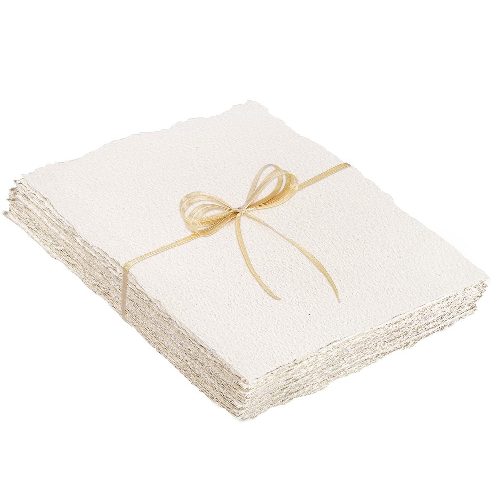 25 Sheets Watercolor Paper 8.5 x 11, 300 GSM Deckled x 11 inch, ivory
