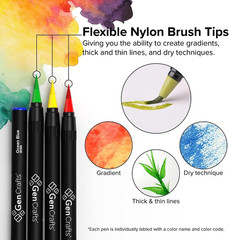 Watercolor Brush Pens Set of 20 Premium Colors – Real Brush Tips – No Mess Stora
