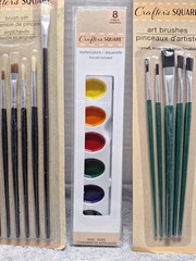 Lot of 3 “Crafter’s Square” 5pc. & 7pc.Set Of Brushes & 1 Set of Watercolors New