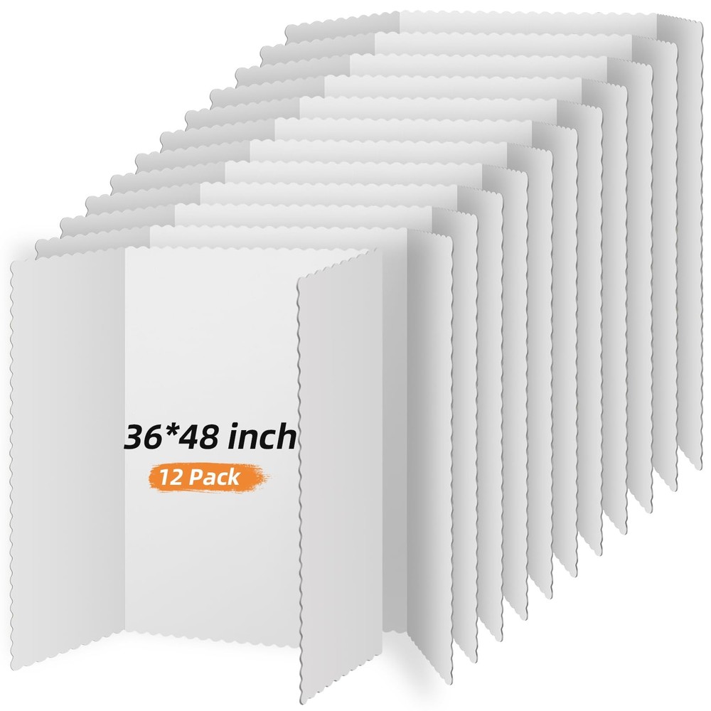12 Pcs 36 x 48 Inch White Trifold Poster Board Large Tri Fold Presentation