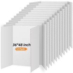 12 Pcs 36 x 48 Inch White Trifold Poster Board Large Tri Fold Presentation