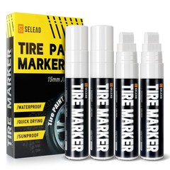 Jumbo Tire Marker White – 4 Pack 15mm Wide Tip Paint Pens for Car Tires Lette…