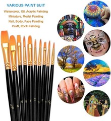 Paint Brushes Set, 10 Pieces Round Pointed Tip Paintbrushes Nylon Hair Artist…