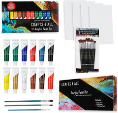 Set pintura acrilica 24 colores 12ml con 3 pinceles no toxica para manualidades