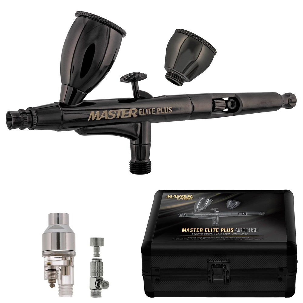 Master Elite Plus Airbrush Set, Model 120 – .3mm, smoked black nickel-plated