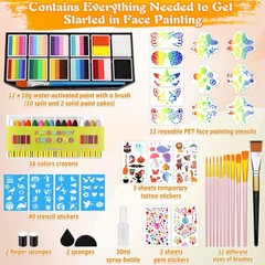 Face Painting Kit Professional for Adults,12 x 10g Split Cake Paint A