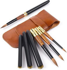 Watercolor Brushes, 3Pcs Plein Air Elegant Sable Water Color Brushes with Pocke