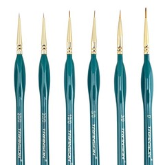 Transon 6Pcs Extra Fine Detail Brushes for Model Miniature 6 pcs, Green