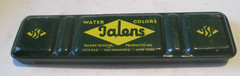 VTG TALENS SCHOOLS eight watercolors GREEN metal tin BOX water color NO paint