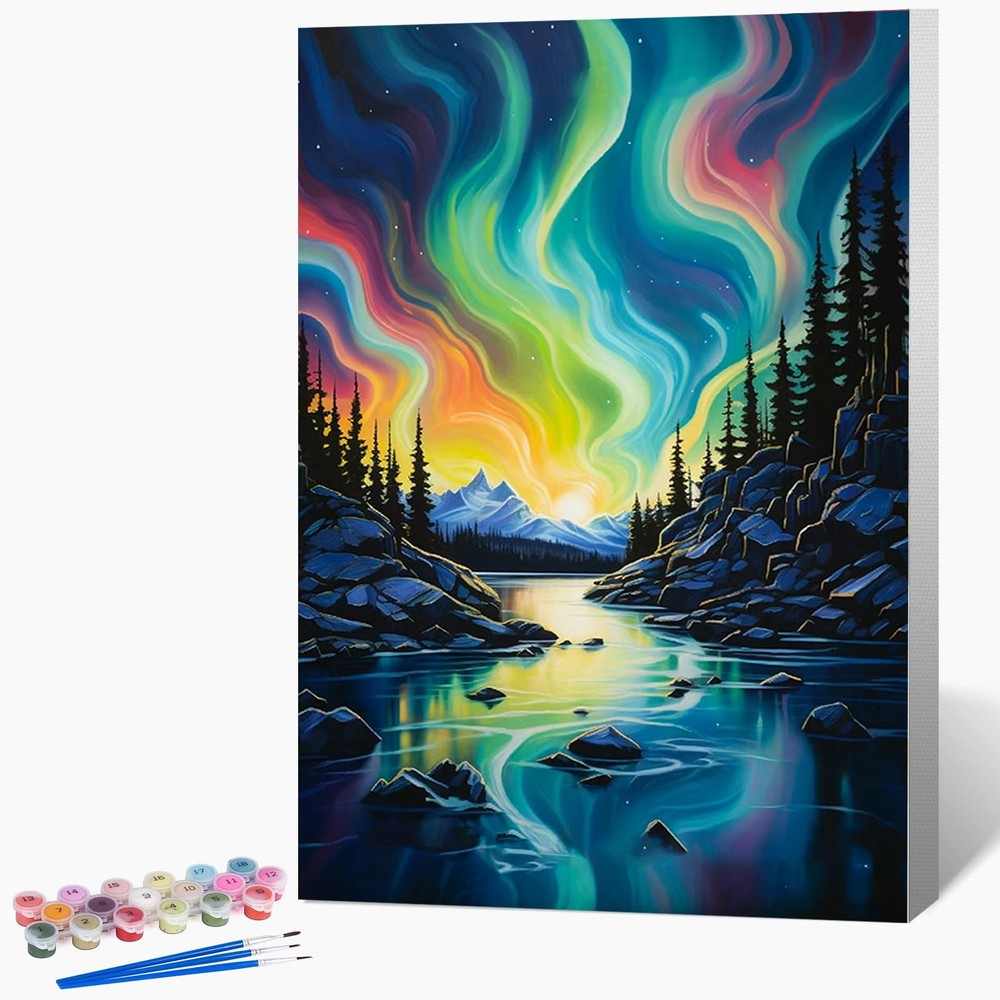 Framed Paint by Numbers Kit for Adults Beginner 8×12 Inch, Starry Night Adult