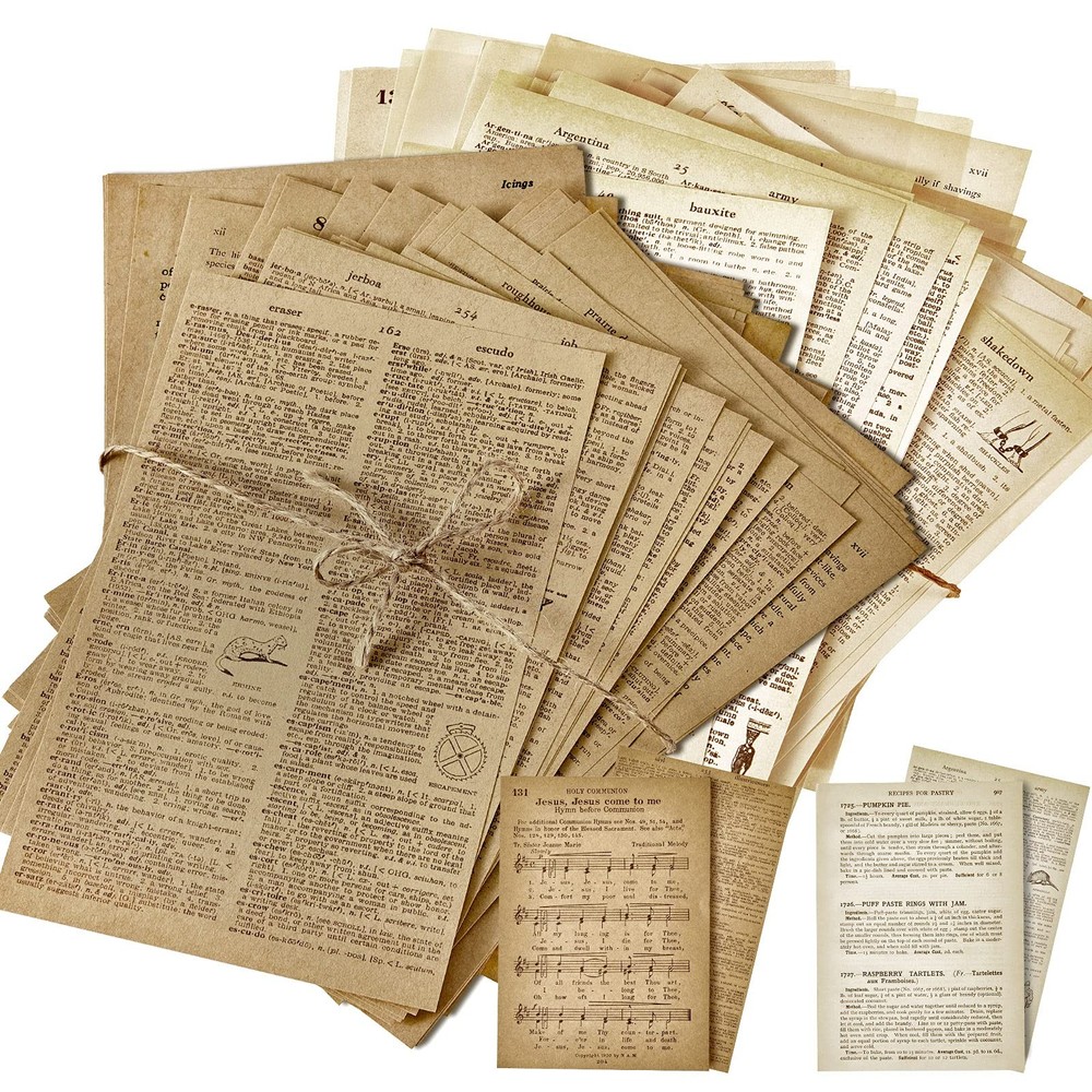 Zonon 114 Pieces 2 Sets Junk Journal Pages Vintage Ephemera Multiple colors