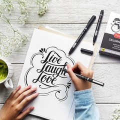PANDAFLY Calligraphy Pen, 10 Size 1 Count (Pack of 10), Black