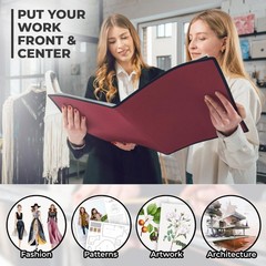 Dunwell 11×14 Art Portfolio Binder with Mounting 11×14″ w/ BLK Paper, Ruby