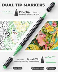 Acrylic Paint Markers 72 Colours Dual Tip Brush & Fine – No-Bleed, Waterproof