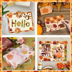 Konsait 24 Sheets Fall Scrapbook Paper 12×12 Double Sided Autumn Orange