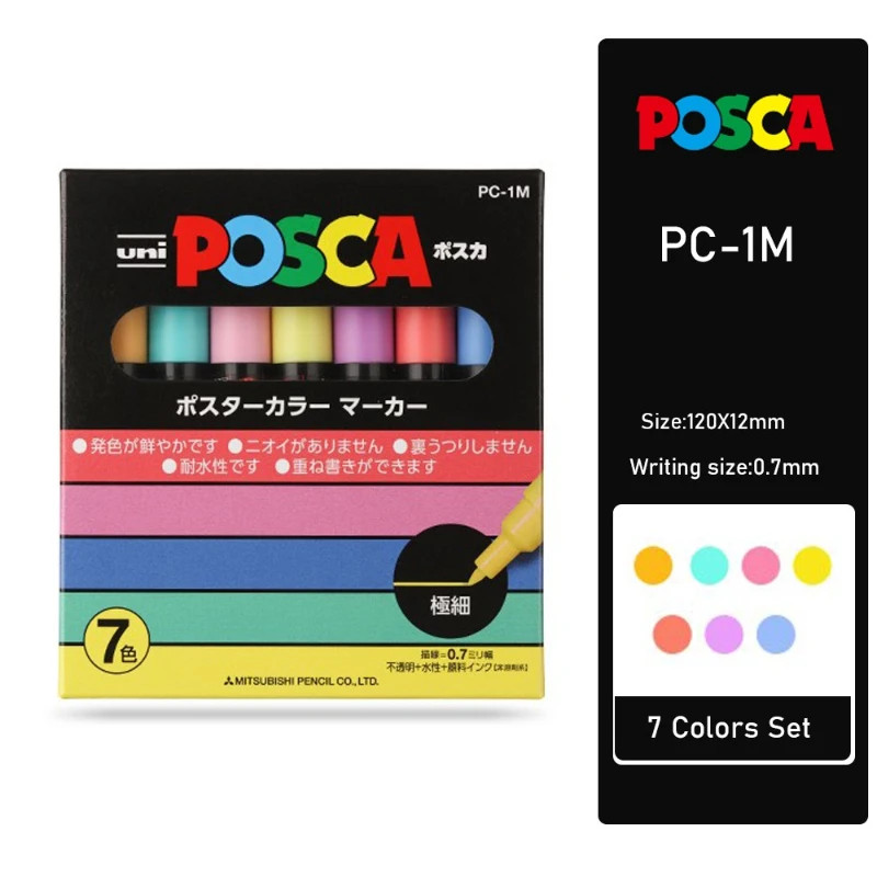 16Pcs Japan POSCA Markers Set Acrylic Graffiti Drawing Permanent Waterproof Chi