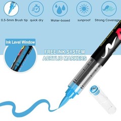 Paint Pens Acrylic Markers – 9 Blue Series Brush 9 Pcs Blue Series(Cool Tone)