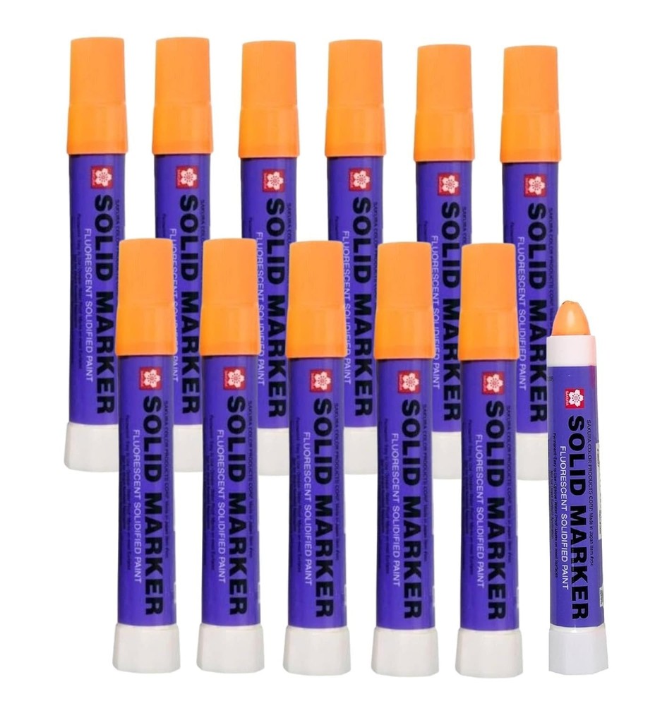 Sakura Solidified Paint Solid Marker (Box of 12), Fluorescent Orange, XSC-305