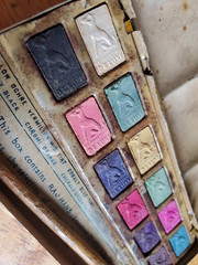 Raj Hans Reeves Copycat Watercolor Box Vintage Royal Dog & Deluxe Dog Paint Tins