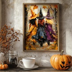 Whaline Halloween Fall DIY Paint by Number Kits 16 x 20 inch, Multicolor