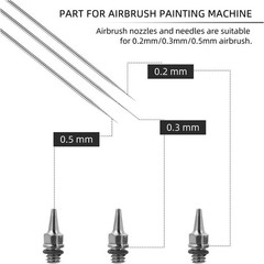 10PCS Airbrush Replacement Parts Kit 0.2mm/0.3mm/0.5mm – Nozzles, Needles & C…