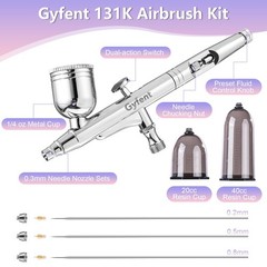 Airbrush Kit, Airbrush Gun with 4 Quick-Release Nozzle Sets(0.2/0.3/0.5/0.8mm…