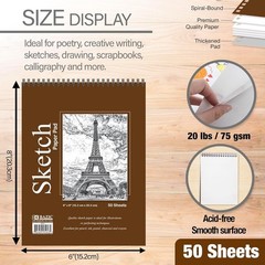 Versatile 50-Count Spiral Sketch Pad – Smooth Drawing Paper for Every Medium