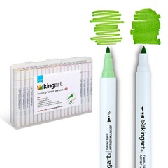 KINGART 60 Twin-Tip Alcohol Markers, 4mm/1mm Dual Tips with Storage Case