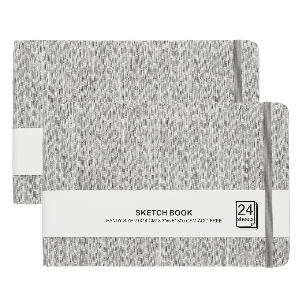 8.3×5.5″ Watercolor Sketchbook, 2Pcs 24 Sheet 300GSM/203lb, Light Gray