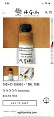 A Gallo Handmade Watercolor From Italy Cosmos Orange 10ml Tube