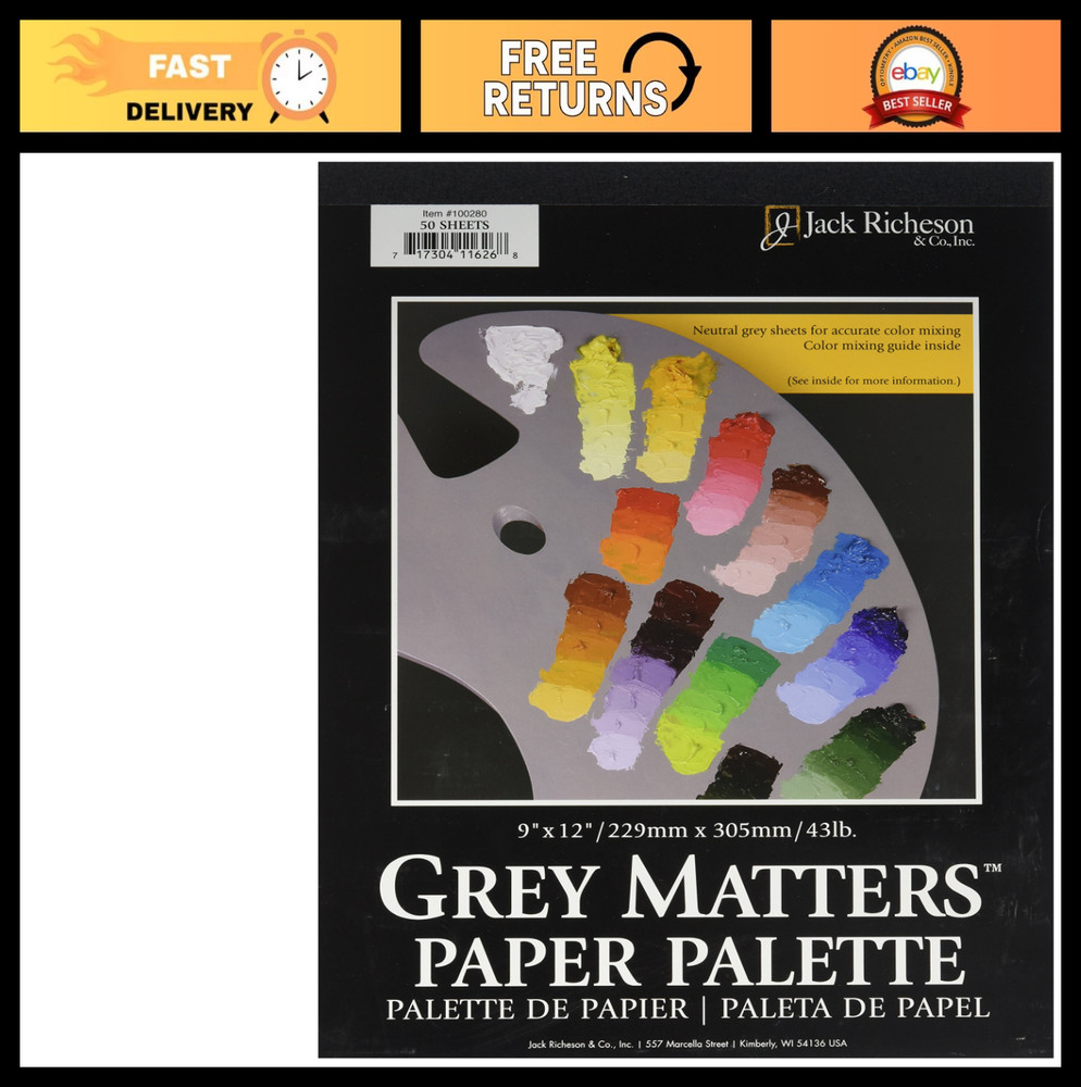 50 Sheets Grey Matters Paper Palette 9×12 for Paint Mixing & Art Projects