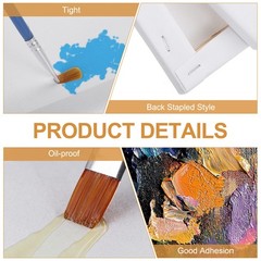 8Pcs, Stretched Canvas 8×12″ Artist Boards 4/5″ Profile Cotton Panels White