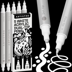 ARTISTRO 5 White Acrylic Paint Markers for Rock, Fabric, Wood, Glass, Craft, …