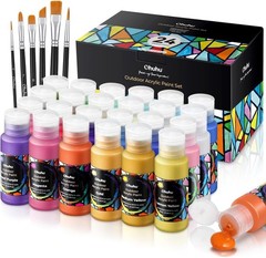 Outdoor Acrylic Paint for Metal, 24 Colors Paint Set, 2 oz./60ml Bottles for …