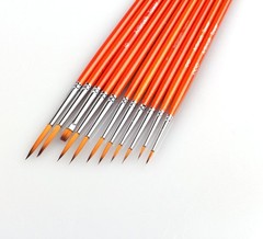 Small Enamel Paint Brushes Set – 11 Pieces Detail 11 Piece Brush Set, Red