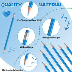 New Light Blue Erasable Colored Pencils 24 Pack Pre Sharpened Fast Shipping