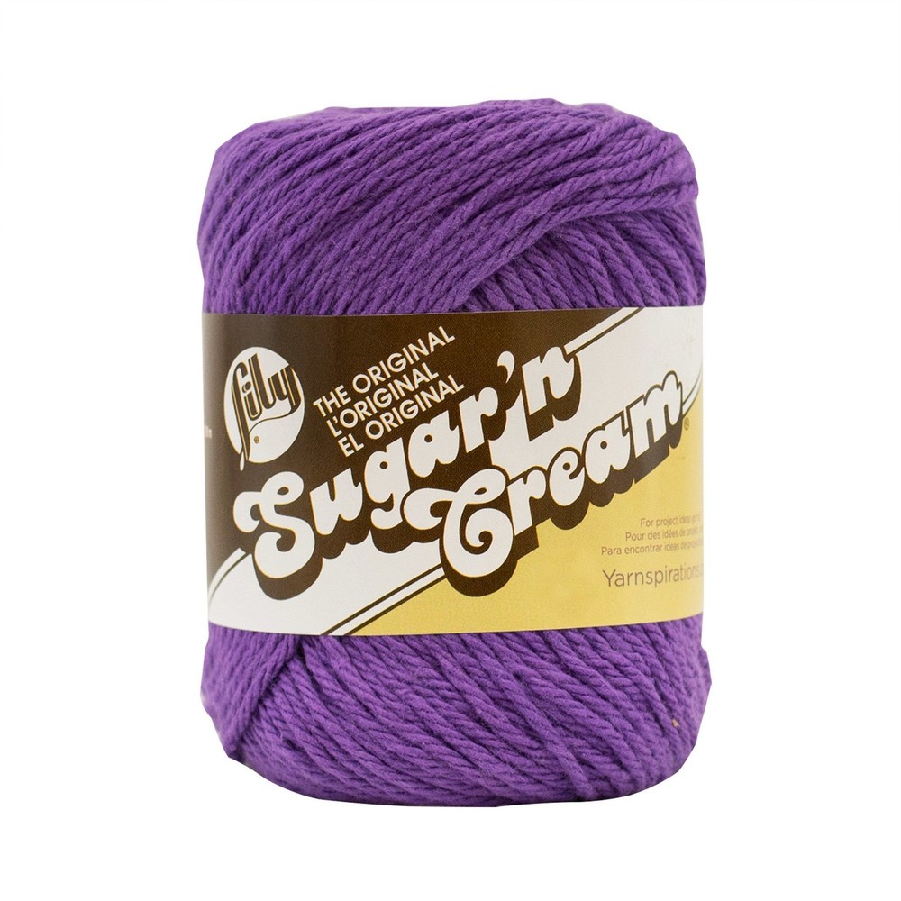 Lily Sugar ‘N Cream Solid Yarn 2.5oz Medium 4 100% Cotton Purple Machine Wash