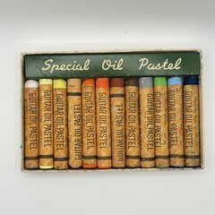 Vintage Guitar Brand Oil Pastels Crayons 12 Count Original Box F. No. 161 Japan