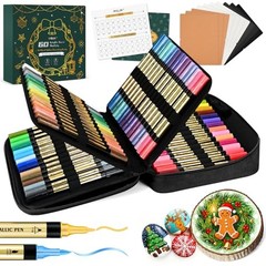Metallic Marker Pens, 30 Metallic & 30 60 colors (30 metallic, 30 regular)