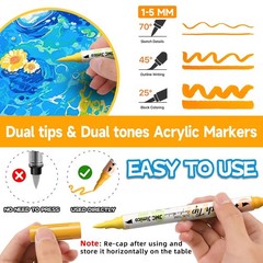 72 Colors Acrylic Paint Markers, Soft Brush Tip Acrylic Markers Set, Dual-Col…