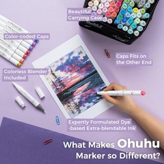 Ohuhu Honolulu B 104 Colour Alcohol Marker Set – Brush & Fine Dual Tip