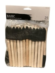 Basic 25 Pack – 1″ Foam Sponge Paint Brush Set Wood Handle Craft Touch Up Stain