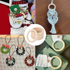 50 Pack 3.5 inch Unfinished Wooden Rings Natural, Wood Craft Rings for DIY Cr…