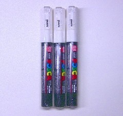 Uni Posca Paint Marker PC-1M White, 3 1 Count (Pack of 3), Original Version