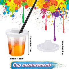 12 Packs No Spill Paint Cups with Lids for Kids Reusable Spill Proof Paint Cu…