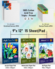 158PCS Deluxe Large Painting Kit with Metal and Solid Beech Wood Easel, Acrylic,