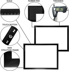 A3 Artist Tracing Light Box Copy Table, 12V1A Adapter Power Dimmerable 6000