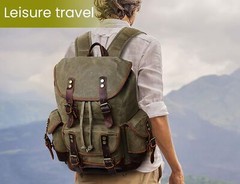 HuaChen Vintage Canvas Leather Backpack: Spacious Durable Rucksack for Men & …