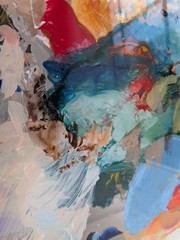 Artist Used Glass Paint Palette | Colorful Acrylic Paint Layers | Studio Decor |